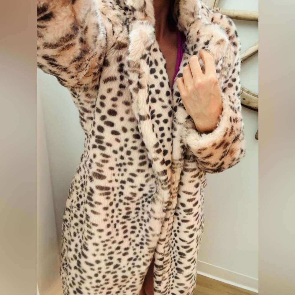 Babriecore baby pink leopard Plush coat with pockets